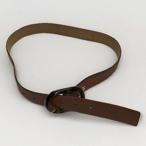 MICHAEL KORS Women's Brown Belt Oval Tortoiseshell Buckle Leather Size M